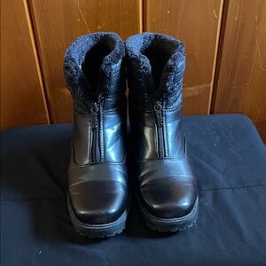 Black Winter Ankle Boots with Fur Lining